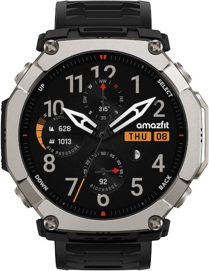 Amazfit T-Rex Ultra 2 Titanium 51mm Waterproof Smartwatch with Heart Rate Sensor Black