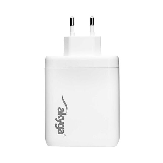 Akyga Încărcător Fără Cablu GaN cu Port USB-A și 3 Porturi USB-C 140W Livrarea energiei Albς (AK-CH-24)
