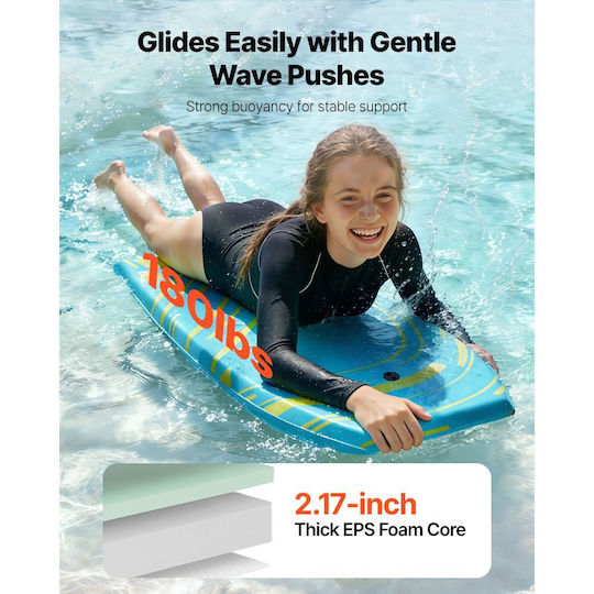 Vevor Schwimmbrett 1055mm Body Board Trainer Eps Schaumkern Aufblasbar Handgelenkriemen Strand Schwimmbrett Langlebig Gegen UV-Strahlung Für Anfänger Kinder Bis 82 Kilo
