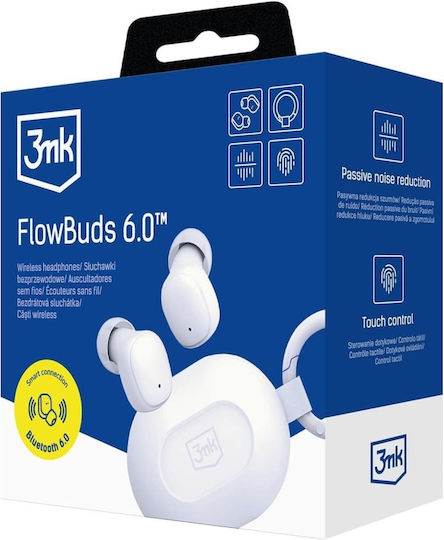 3MK FlowBuds 6.0 Bluetooth Handsfree Ακουστικά με Θήκη Φόρτισης Λευκά