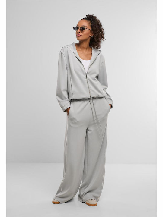 Ladies Women's Sweatshirt Cardigan Hooded Gray