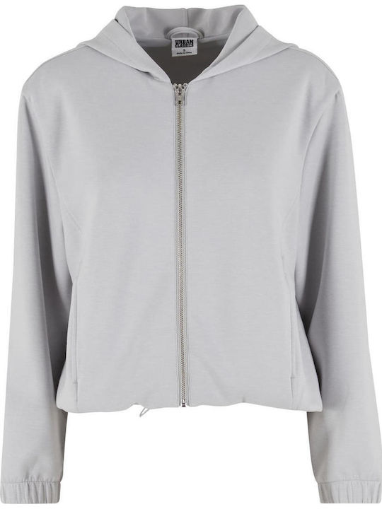 Ladies Women's Sweatshirt Cardigan Hooded Gray