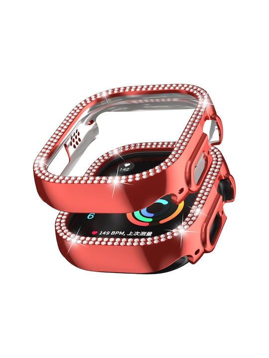 Apple Watch Ultra 3 2 1 49mm Xdfind Double Row Diamond Hollow Θήκη Ρολογιού Pc Κόκκινη