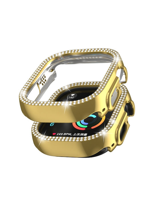 Apple Watch Ultra 3 2 1 49mm Xdfind Double Row Diamond Hollow Watch Case PC Gold