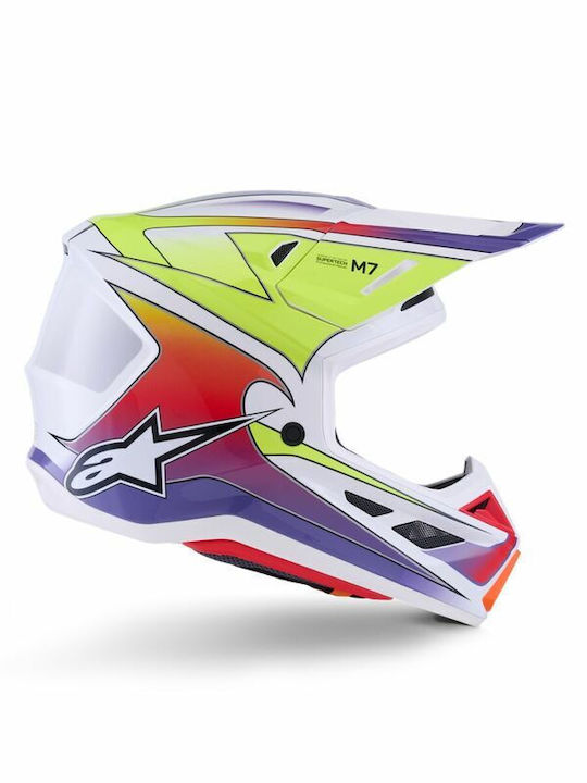 Alpinestars S-M7 Fuse White Gloss Κράνος Μηχανής Motocross ECE 22.06