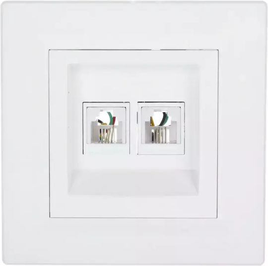 Schneider Electric Asfora Complete Double Telephone Socket White EPH4200121