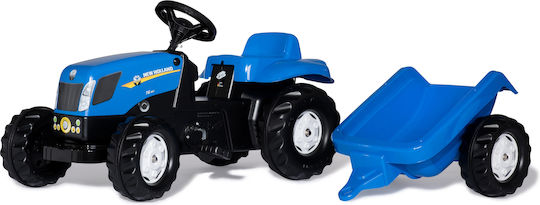 Kids Ride On Tractor Foot-to-Floor with Trailer and Pedal Blue for 3+ Years