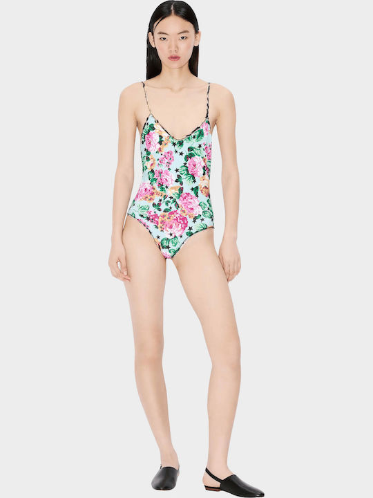 One Piece Swimsuit Floral Brown