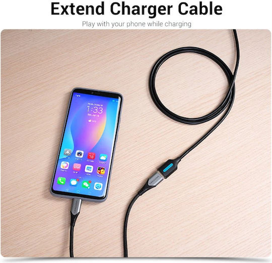 Vention USB 3.0 Кабел USB-A Мъжки - USB-A Женски Черен 1м CBHBF