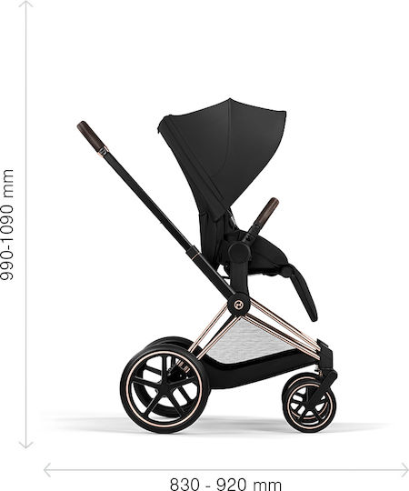 Cybex Priam Comfort Ρυθμιζόμενο Καρότσι 2 σε 1 Kατάλληλο για Nεογέννητο Sepia Black / Rosegold 12.9kg