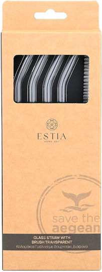 Estia Glass Straws with Brush 4 Pieces