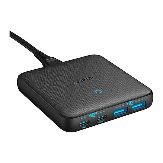 Anker mit 3 USB-A Anschlüssen und USB-C Anschluss 65W Stromlieferung Schwarz (PowerPort Atom)