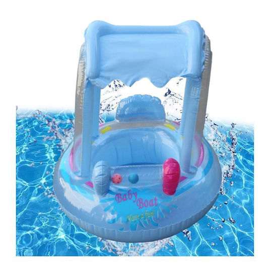 Swimming Aid Swimtrainer 71cm with Sunshade Blue Inflatable