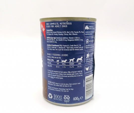 Butcher's Pet Care Original Recipe Wet Food Dogs in Cans with Beef Grain-Free & Gluten-Free 400gr