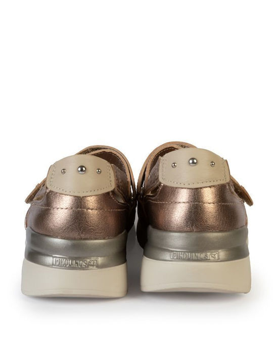 Leather Women's Ballerina Shoes in Gold Color