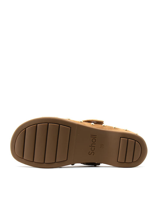 Pescura Suede Mules with High Heel in Tabac Brown Colour