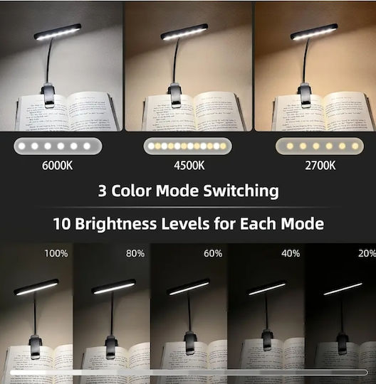 eBest Book Light LED with Clip Black
