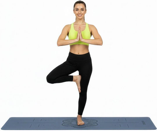 Sersimo Trainingsmatte Yoga Blau mit Tragegurt (183x61x0.6cm)