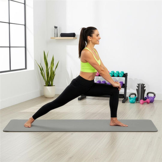 Yoga Exercise Mat Grey with Carry Strap (183x61x1cm)