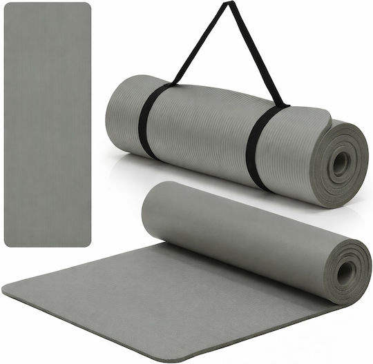 Yoga Exercise Mat Grey with Carry Strap (183x61x1cm)