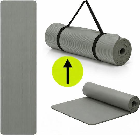 Yoga Exercise Mat Grey with Carry Strap (183x61x1cm)