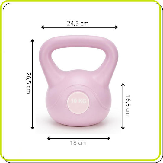 Kettlebell 10 Kg Bitum Durabil Acoperire Abs 25x27 Cm Roz