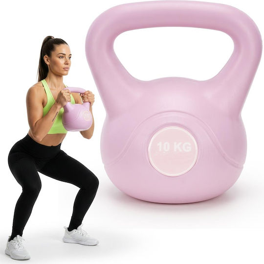 Kettlebell 10 Kg Bitum Durabil Acoperire Abs 25x27 Cm Roz