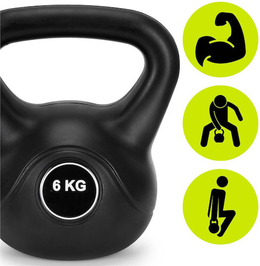 Kettlebell 6 Kg Cast Iron Durable Abs Coating 24x21 Cm Black