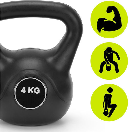 Kettlebell 4 Kg Cast Iron Durable Abs Coating 21x23 Cm Black