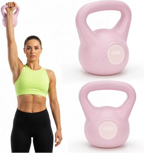 Kettlebell 4 Kg Bitum Durabil Acoperire Abs 18x21 Cm Roz