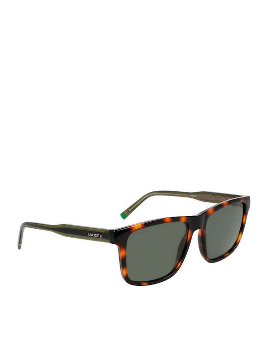 Lacoste Men's Sunglasses with Brown Tartaruga Plastic Frame and Green Lens L6025S-214
