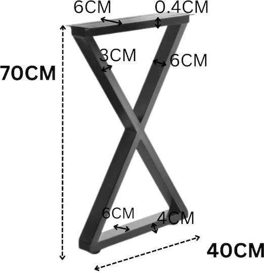 JGS S.A. TL-7 Metallic Furniture Leg Suitable for Table / Coffee Table 40x70cm Black