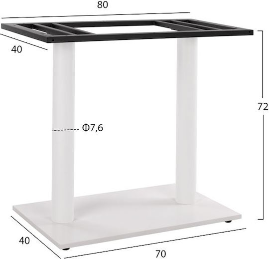 HomeMarkt Folding Table Stand made of Metal with Regulator White Checkmate 70x40x72cm
