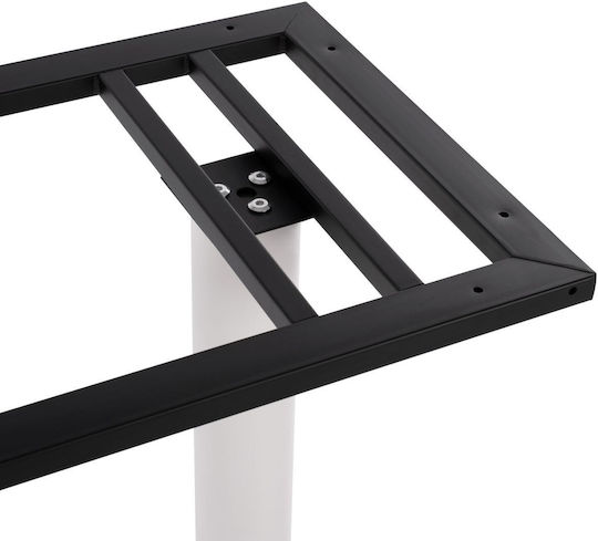 HomeMarkt Folding Table Stand made of Metal with Regulator White Checkmate 70x40x72cm