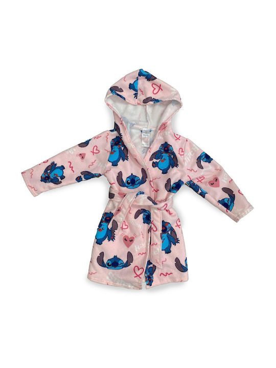 Disney Παιδικό Μπουρνούζι Lilo & Stitch Pink με Κουκούλα