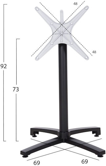 HomeMarkt Klappbar Tischständer aus Aluminium mit Regulator in Schwarz Farbe 69x69x92cm
