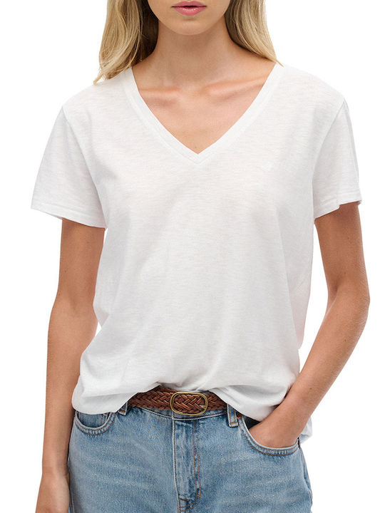 D1 Stud Studios Slub Emb Vee Women's T-shirt White