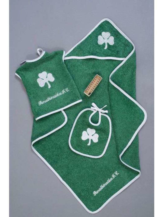 Palamaiki Baby Hooded Bathroom Set Official Team Licensed Panathinaikos Green 75x75cm