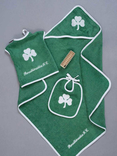 Palamaiki Βρεφικό Σετ Λουτρού με Κουκούλα Official Team Licensed Panathinaikos Πράσινο 75x75εκ.
