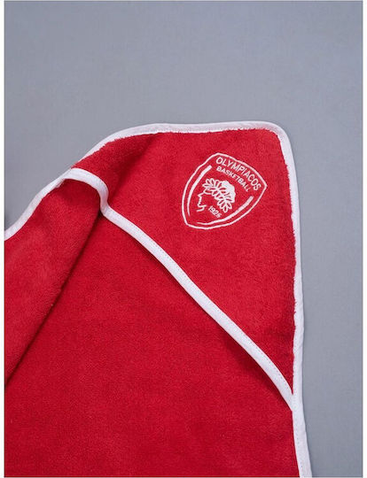 Palamaiki Βρεφικό Σετ Λουτρού με Κουκούλα Official Team Licenced Olympiacos Κόκκινο 75x75εκ.