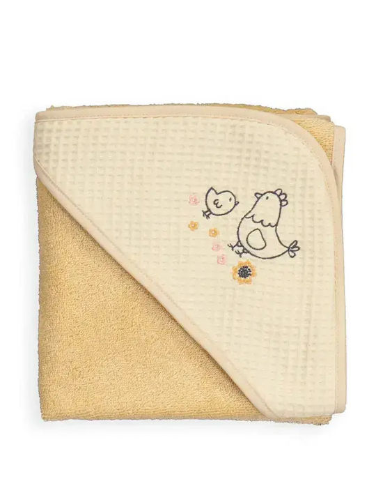 Nef-Nef Homeware Baby Bath Towel-Bathrobe Hooded Lovely Family Yellow 75x75cm