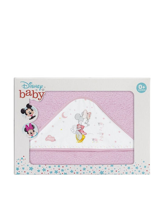 Interbaby Baby Hooded Towel Minnie Pink 100x100cm