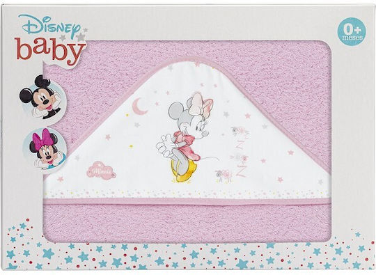 Interbaby Βρεφική Κάπα-Μπουρνούζι με Κουκούλα Minnie Ροζ 100x100εκ.