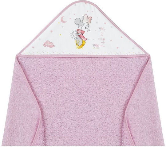 Interbaby Βρεφική Κάπα-Μπουρνούζι με Κουκούλα Minnie Ροζ 100x100εκ.