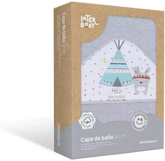 Interbaby Baby-Badetuch mit Kapuzen Tipi Oso Weiß 100x100cm