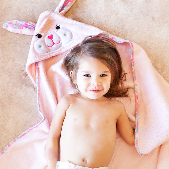 Zoocchini Baby-Badetuch mit Kapuzen Beatrice The Bunny Rosa 77x77cm