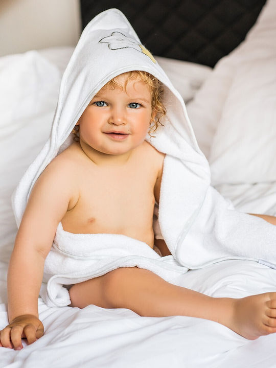 Babyono Baby Hooded Bath Towel White 76x76cm