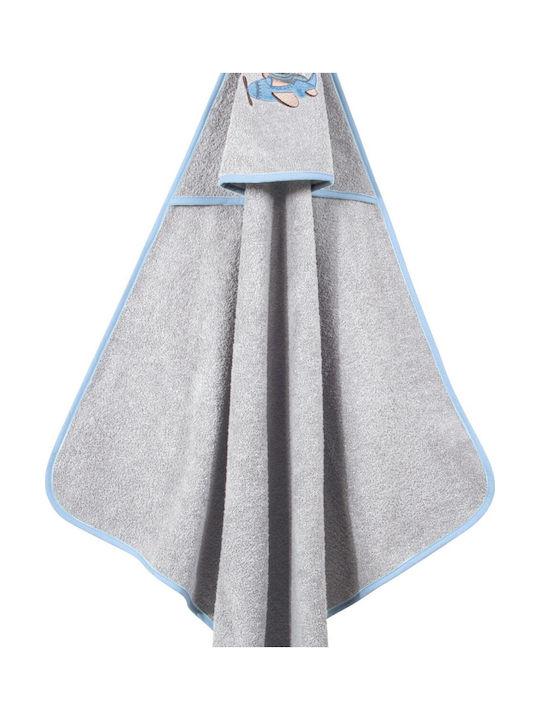 Greenwich Polo Club Βρεφική Κάπα-Μπουρνούζι με Κουκούλα Blue, Grey 80x80εκ.