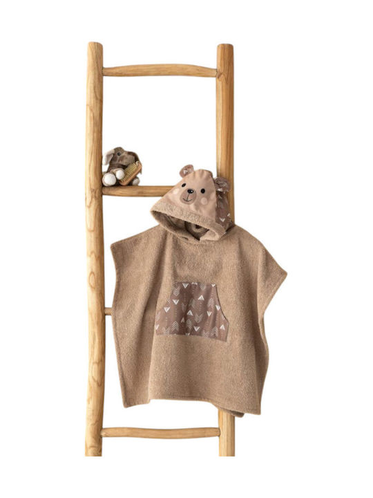 Palamaiki Βρεφικό Πόντσο-Μπουρνούζι με Κουκούλα Teddy Καφέ 70x120εκ.