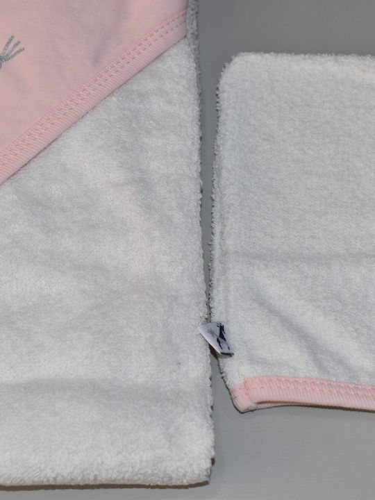 Evita Hooded Baby Bath Towel Sleepy Kitten White